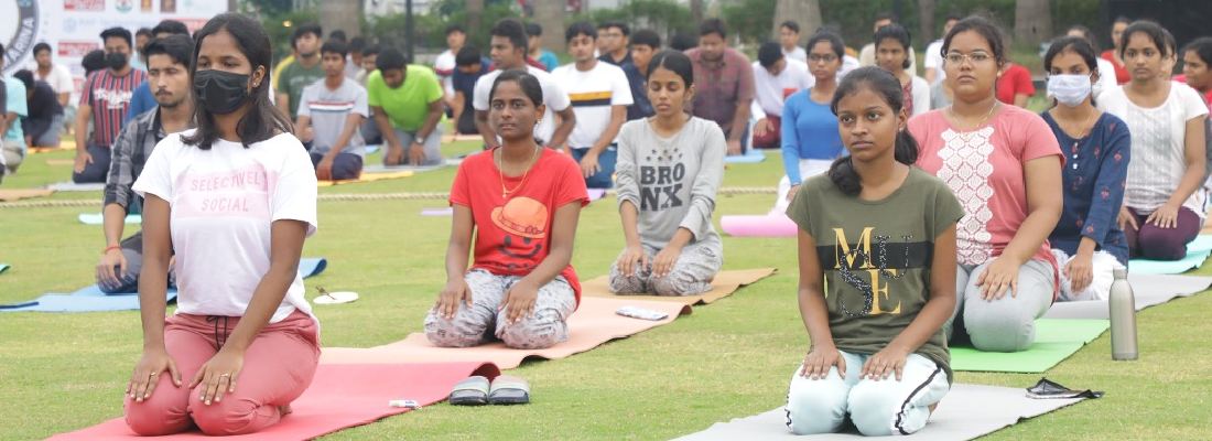 Student yoga activity at Sri Lakshmi Narayana Institute of Medical Sciences