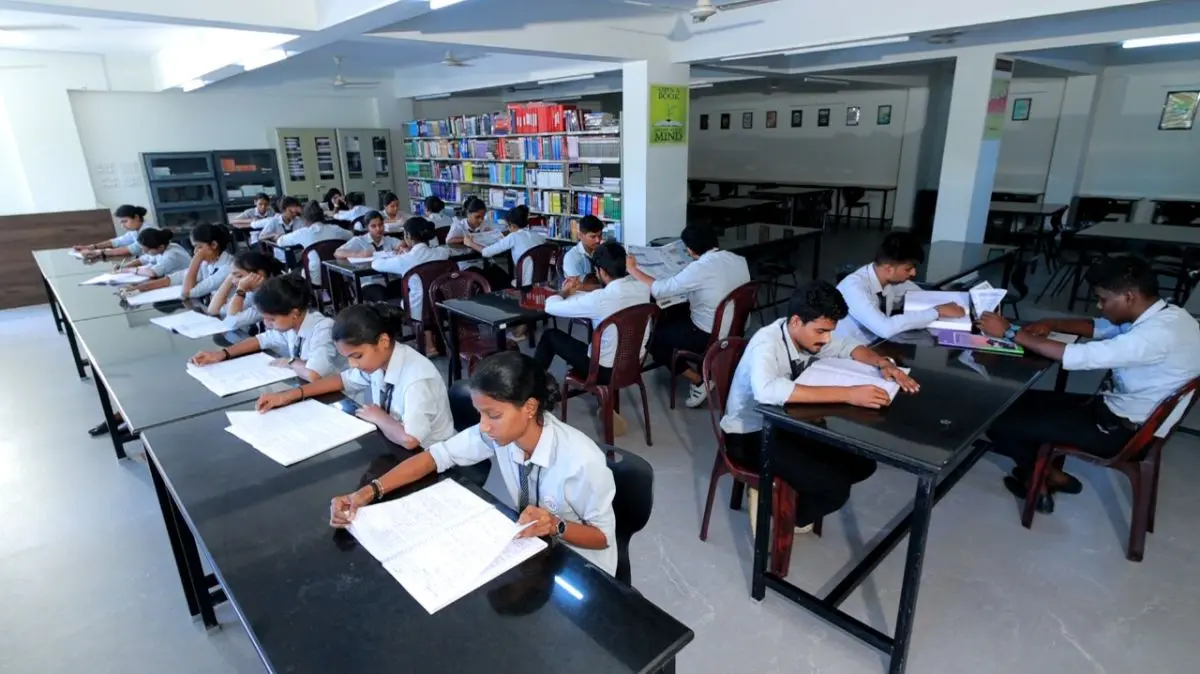 Students studying in the library at Netra Jyothi Institute of Allied Health Sciences