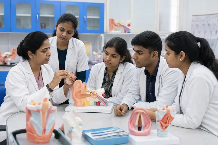 Bachelor in Audiology and Speech-Language Pathology students participating in practical healthcare education