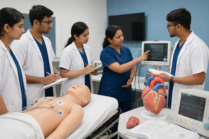 Bachelor of Science in Cardiac Care Technology students participating in practical healthcare education