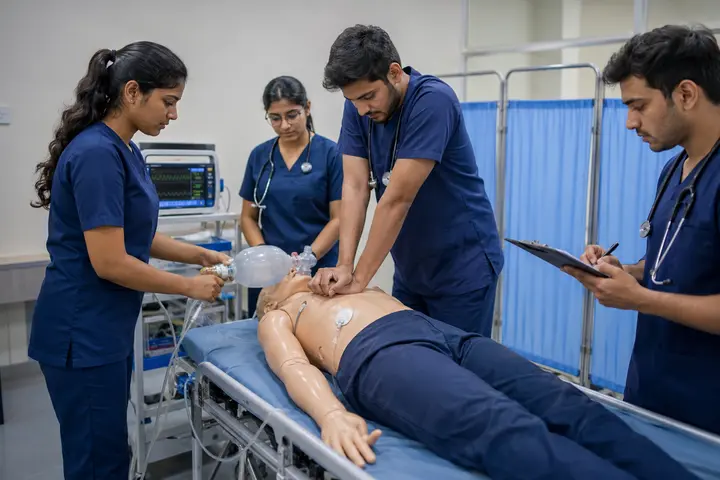 Bachelor of Science in Emergency and Trauma Care Technology students participating in practical healthcare education