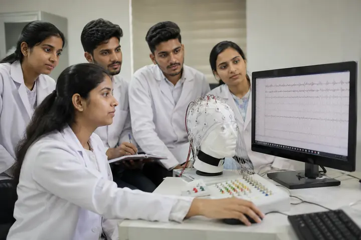 Bachelor of Science in Neurophysiology Technology students participating in practical healthcare education