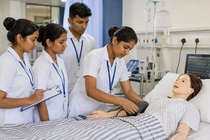 Bachelor of Science in Nursing students participating in practical healthcare education