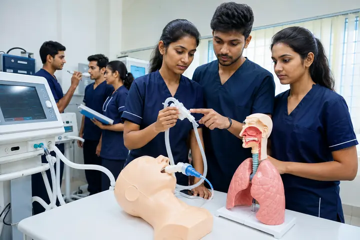 Bachelor of Science in Respiratory Care Technology students participating in practical healthcare education