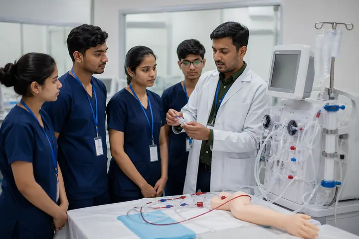 Diploma of Dialysis Technology students participating in practical healthcare education