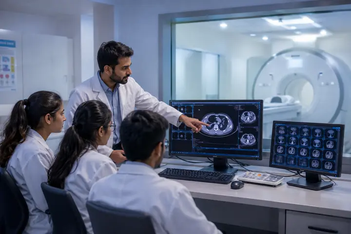 Diploma in Radiology and Imaging Technology students participating in practical healthcare education