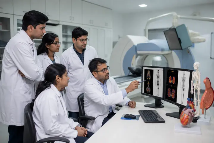 Doctor of Medicine in Nuclear Medicine students participating in practical healthcare education