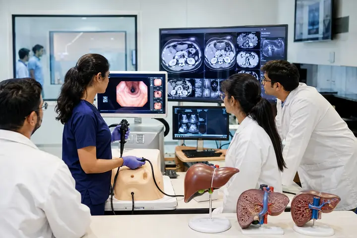 Doctorate of Medicine in Hepatology students participating in practical healthcare education