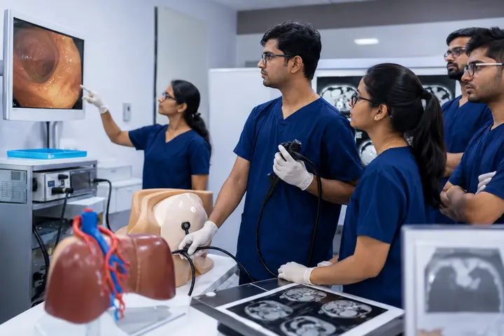 Doctorate of Medicine in Medical Gastroenterology students participating in practical healthcare education
