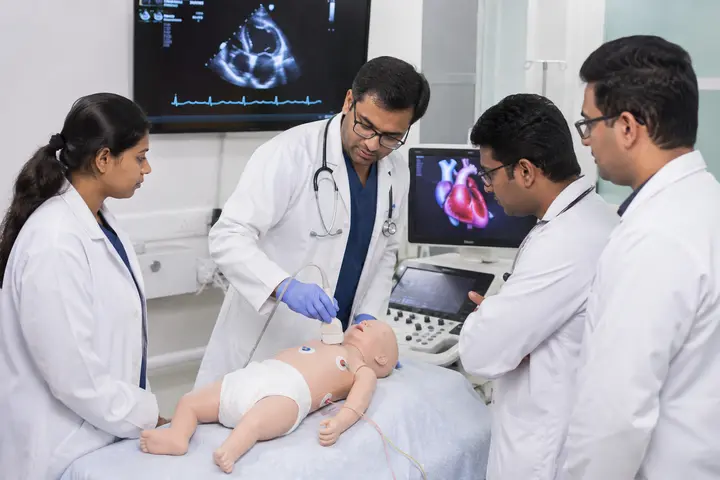 Doctorate of Medicine in Paediatric Cardiology students participating in practical healthcare education