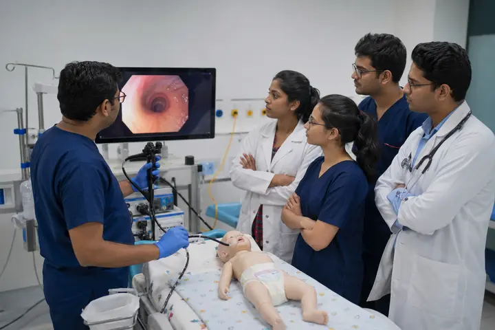 Doctorate of Medicine in Paediatric Gastroenterology students participating in practical healthcare education