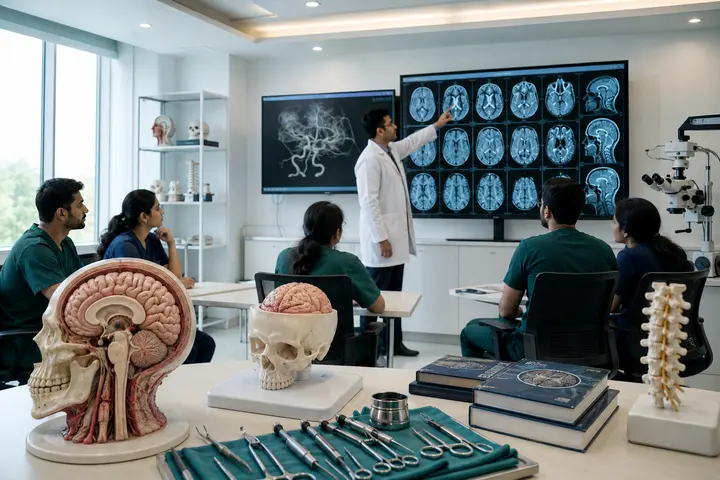 Master of Chirurgiae in Neuro Surgery students participating in practical healthcare education