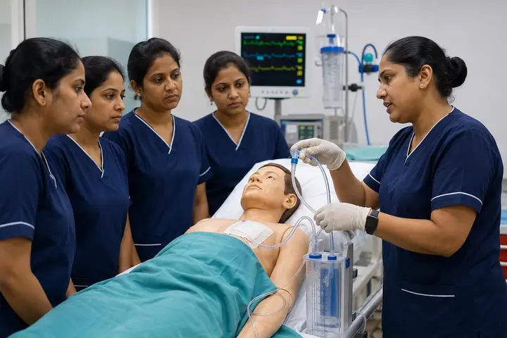 Post Basic Diploma in Cardiothoracic Specialty Nursing – Residency Programme students participating in practical healthcare education