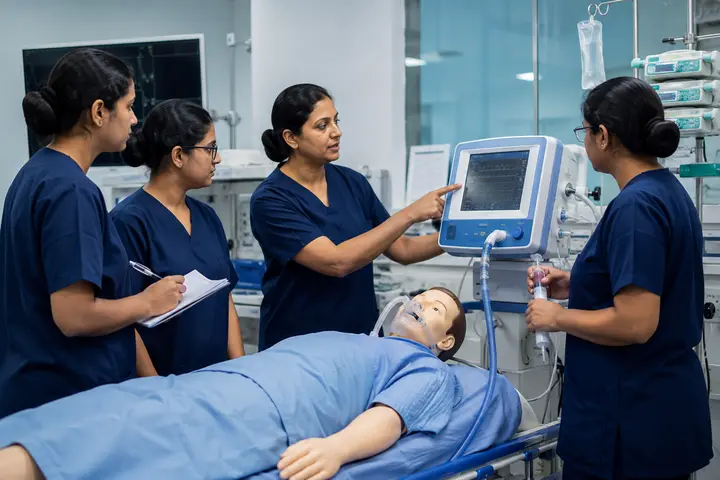 Post Basic Diploma in Critical Care Specialty Nursing – Residency Programme students participating in practical healthcare education